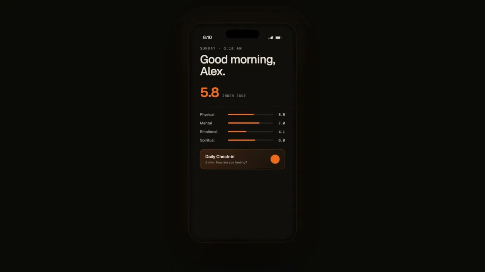 Satori client app daily check-in on a phone